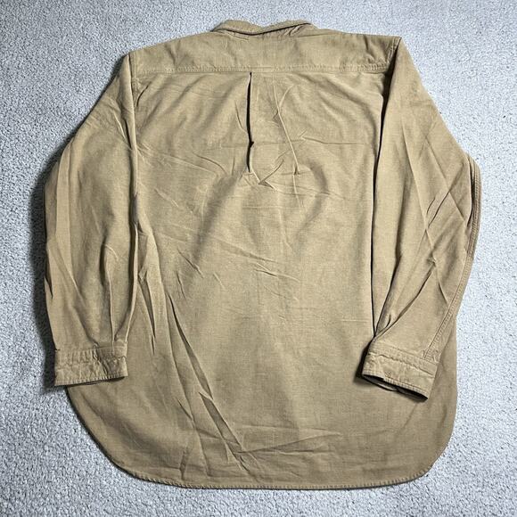 LL Bean Shirt Mens XL Beige Shooting Padded Elbow Patch Outdoor Hunting Work - Picture 11 of 13